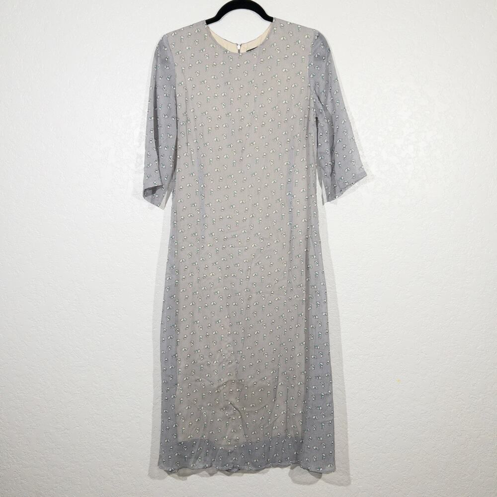 WonderWander Gray Bunny Printed‎ Shirt Dress Size Large
